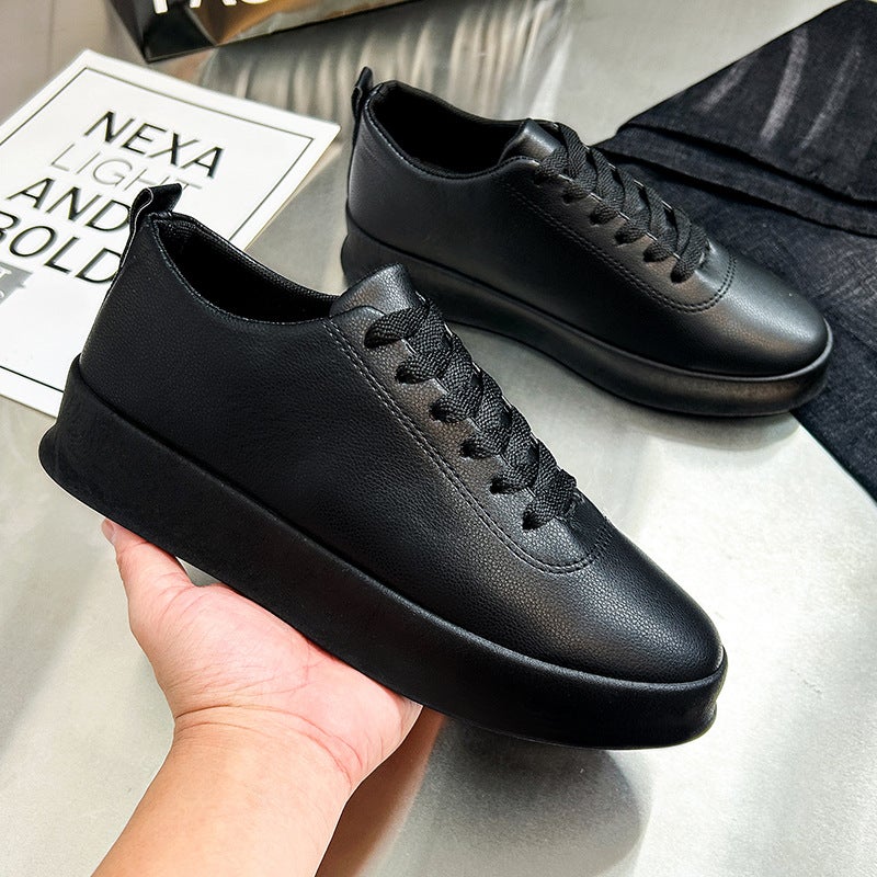 Four Seasons Men'S Shoes Slip-On Skate Shoes Small Black Lazy Shoes Men'S Casual Light Sneaker Student Lace-Up Shoes - Image 4